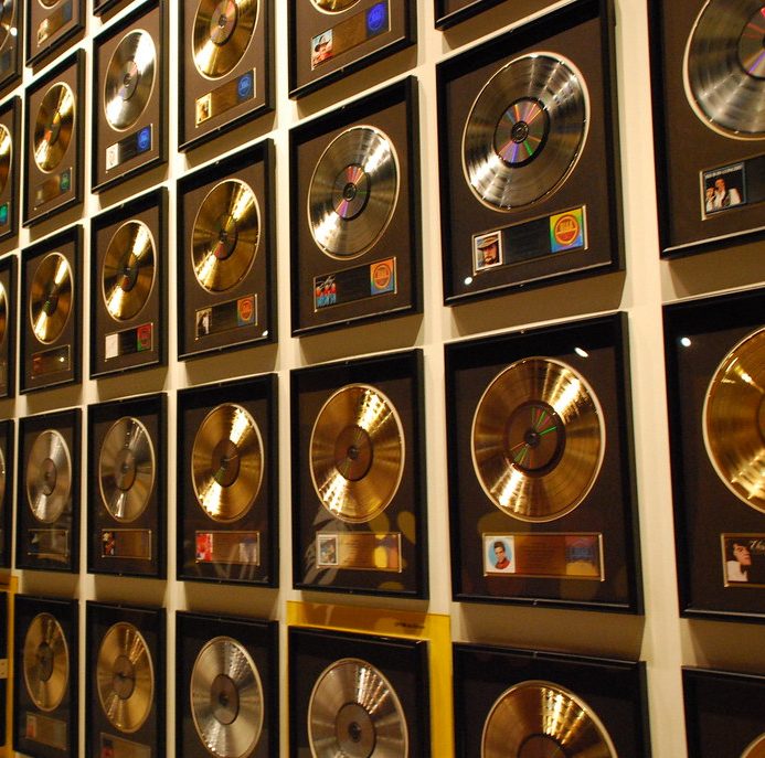 Gold records at the Nashville Country Music Hall Of Fame.
